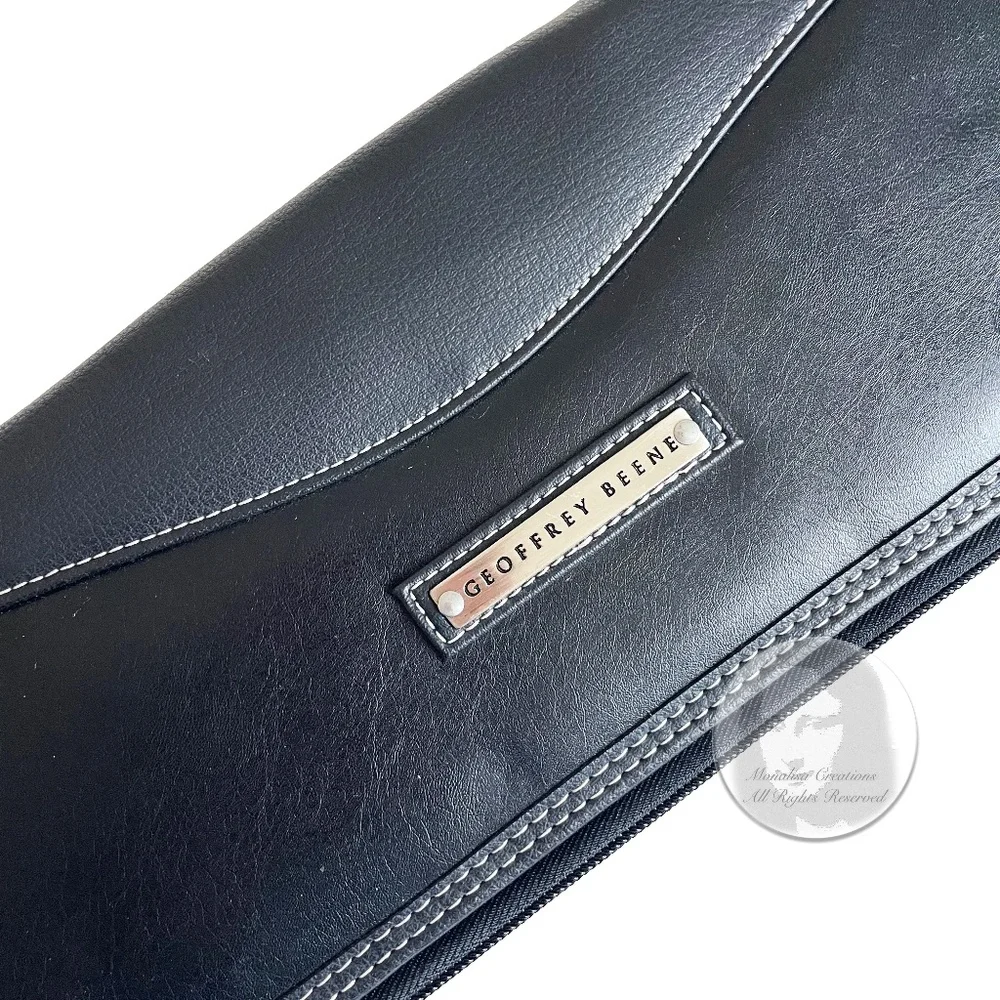 Geoffrey Beene Tie Case Holder Black Leather Travel Case Vintage 90s